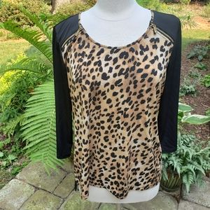 Calvin Klein Animal Print Zipper Blouse